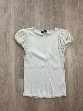 J. Crew Cream Ribbed Puff Sleeve Tank